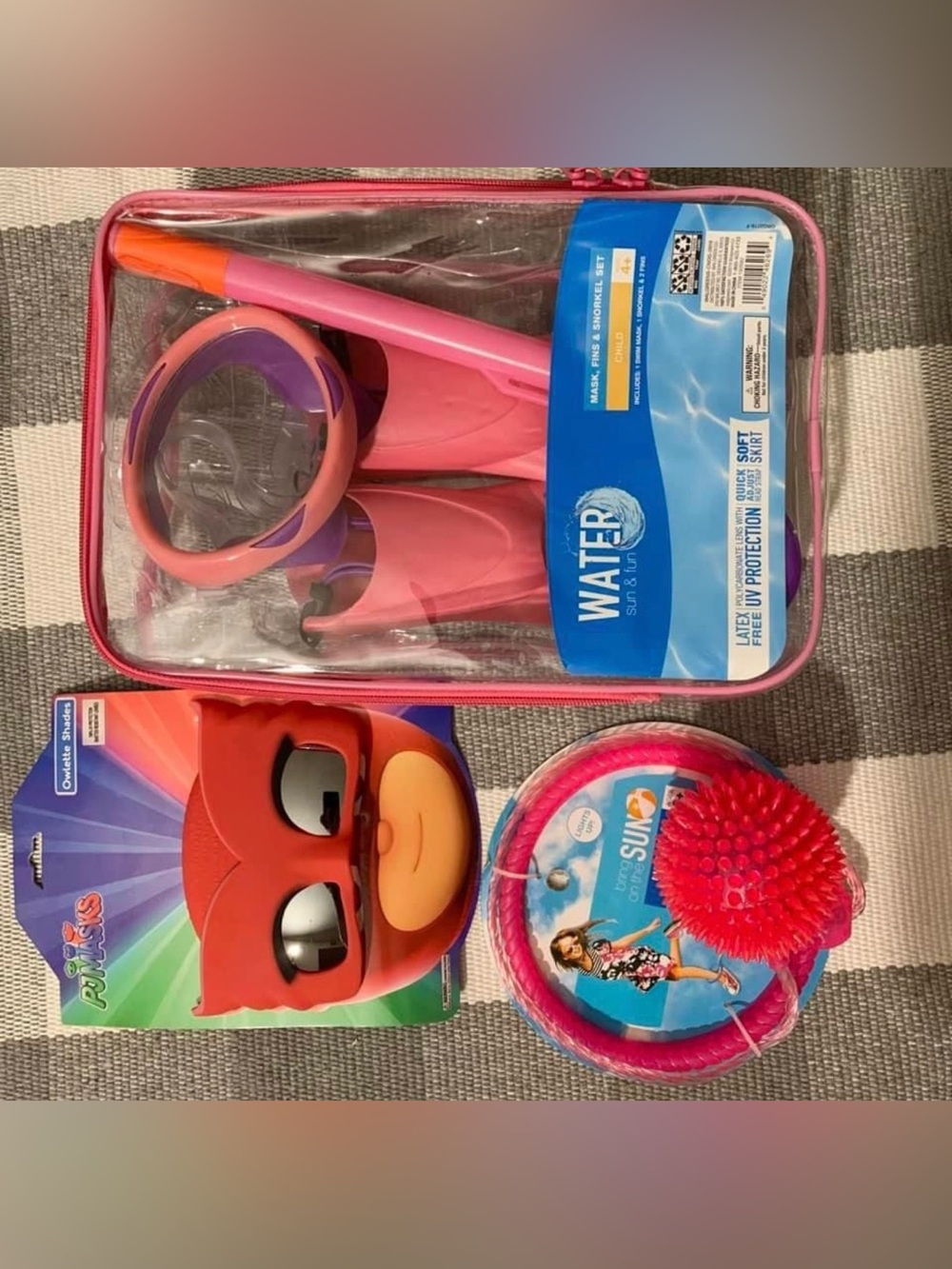 Pink swim set toys for kids including Fins & snorkel set,